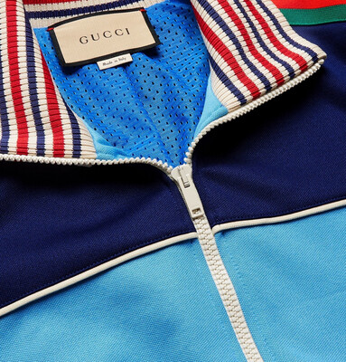 GUCCI GG PATCH TRACK JACKET BLUE