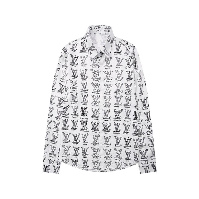 Louis Vuitton Men Placed Graphic Shirt - White Louis Vuitton Men Placed Graphic Shirt - White