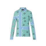 LOUIS VUITTON Green &amp; White Distorted Damier Shirt long 