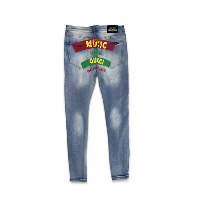 Gucci Music is Mine Logo In back Denim