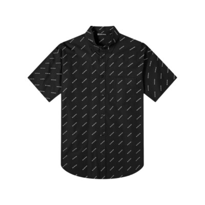 BALENCIAGA SHORT SLEEVE ALL OVER PRINT SHIRT BLACK &amp; WHITE