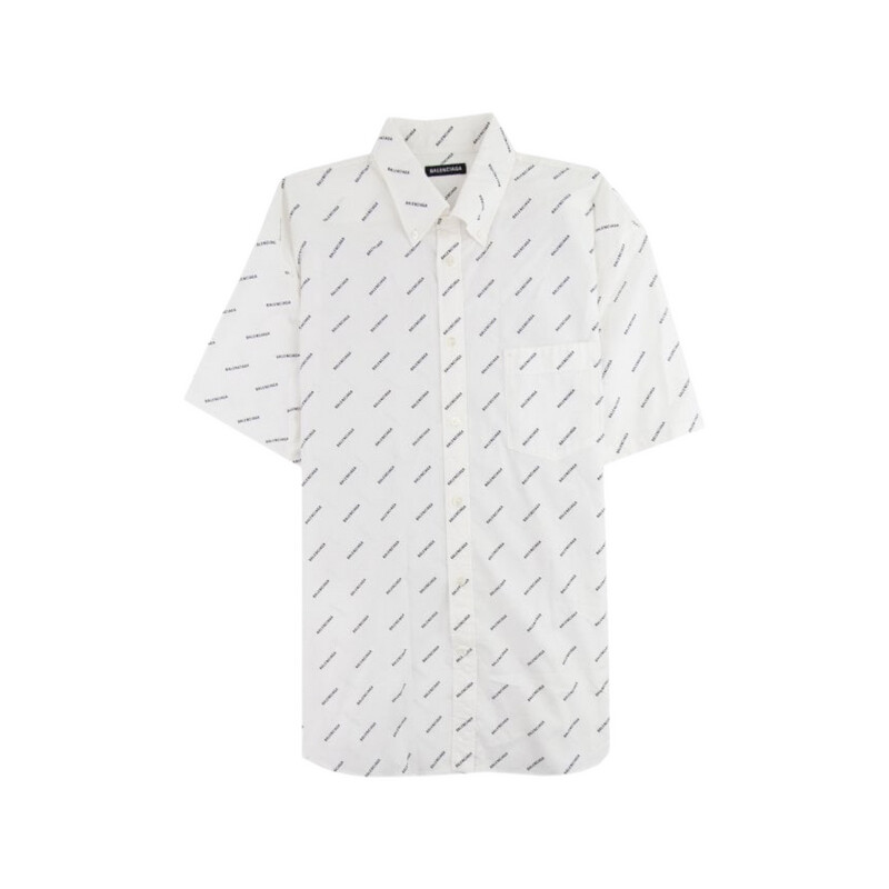 BALENCIAGA SHORT SLEEVE ALL OVER PRINT SHIRT WHITE & BLACK BALENCIAGA SHORT SLEEVE ALL OVER PRINT SHIRT WHITE & BLACK