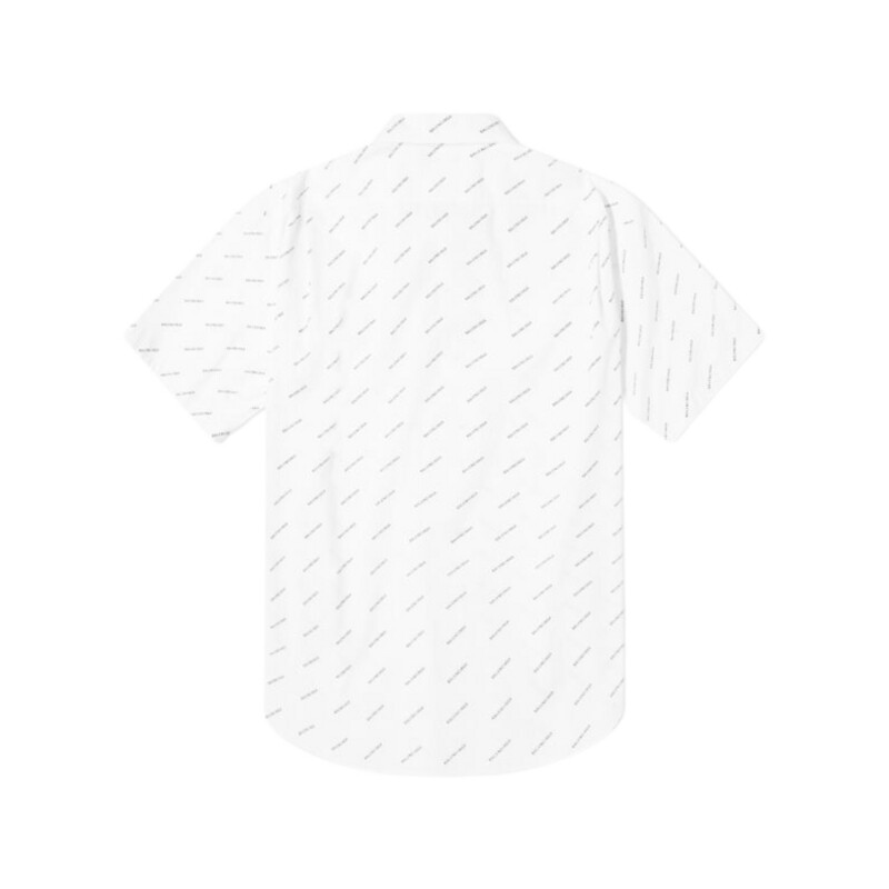 BALENCIAGA SHORT SLEEVE ALL OVER PRINT SHIRT WHITE &amp; BLACK