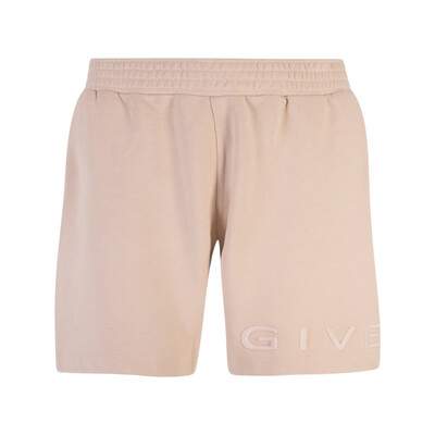 Givenchy Logo Printed Elastic Waist Shorts Cream