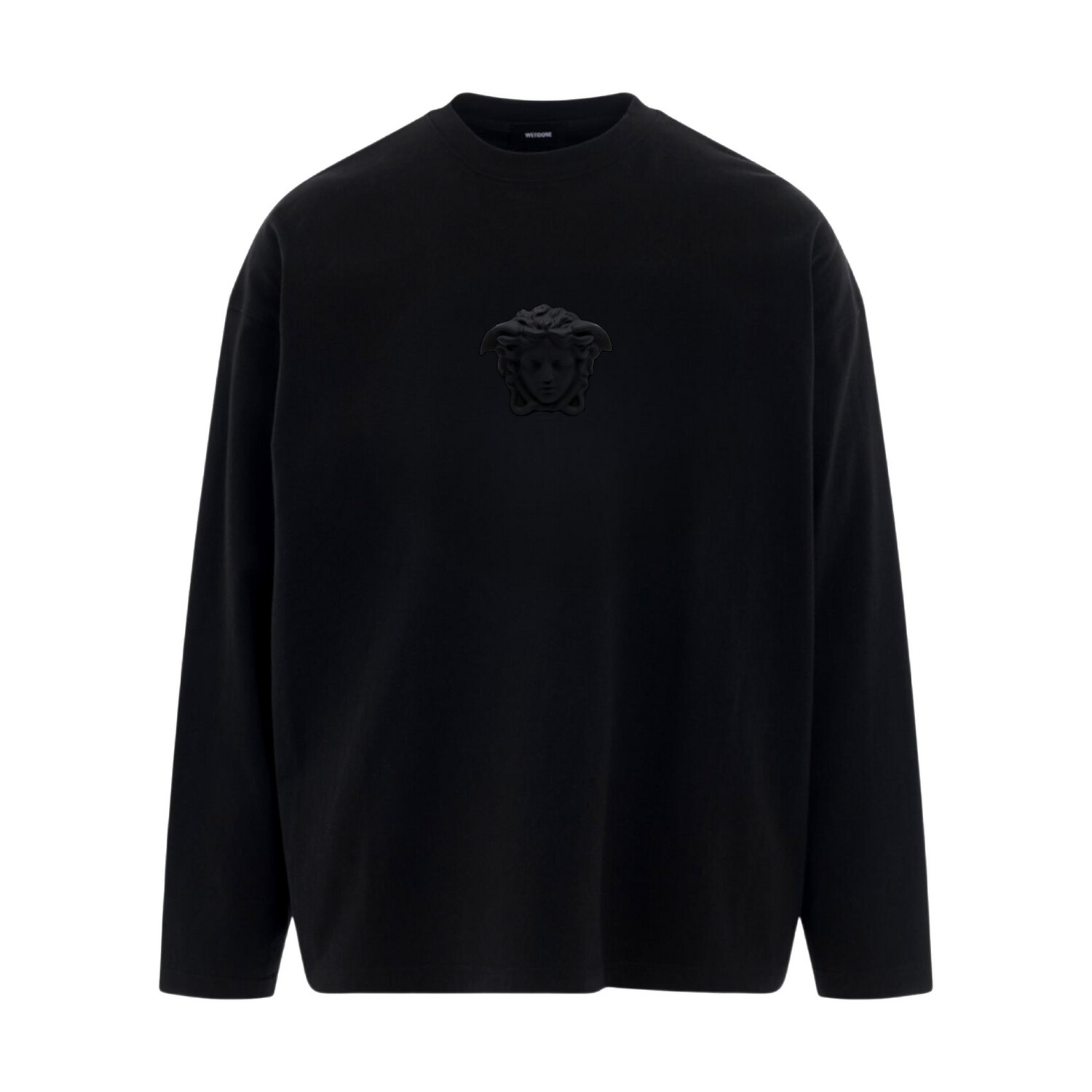 VERSACE MEDUSA LOGO EMBROIDERED T-SHIRT LONG SLEEVE BLACK 