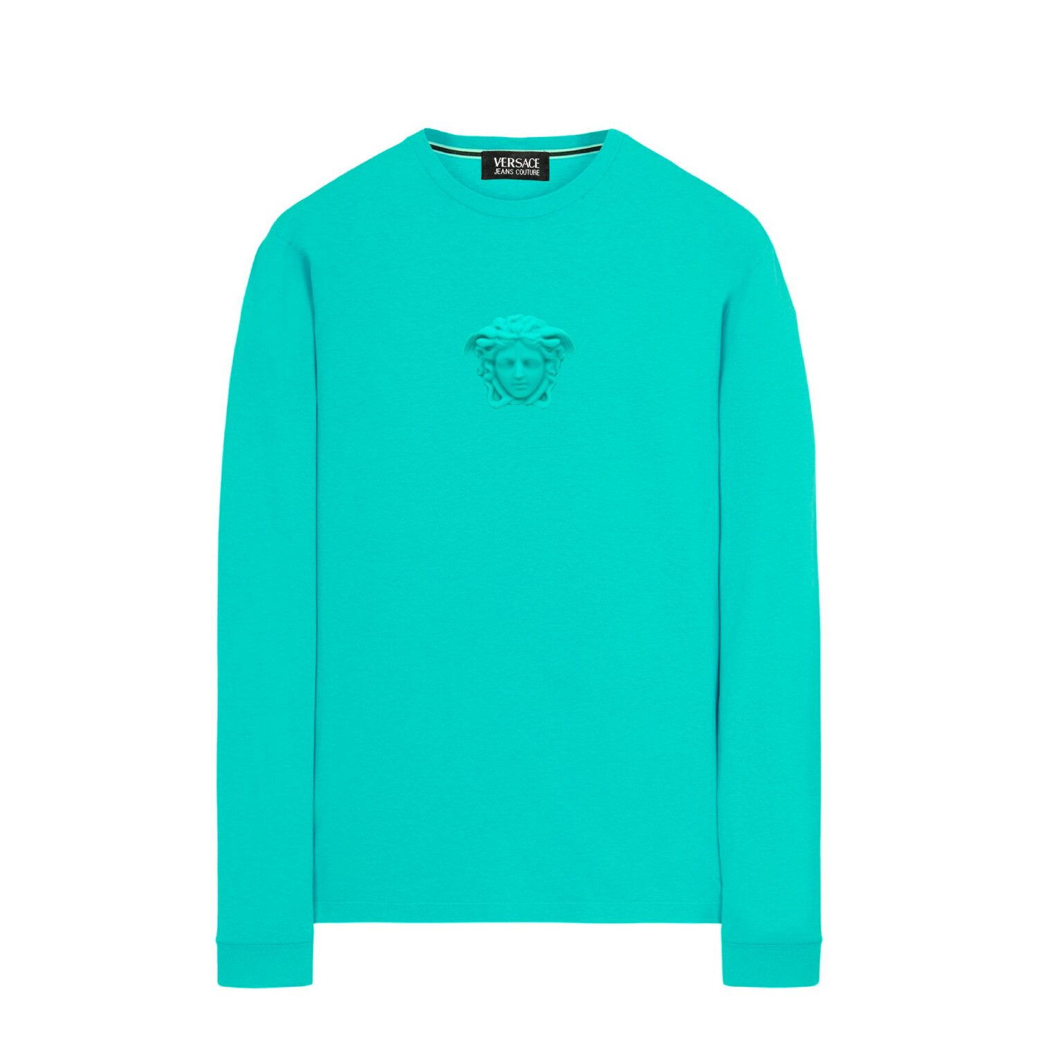 VERSACE MEDUSA LOGO EMBROIDERED T-SHIRT LONG SLEEVE GREEN