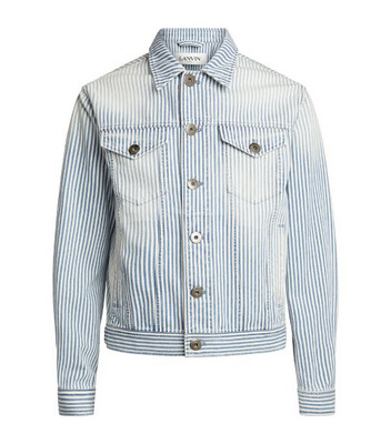 Lanvin White and Blue Striped Denim Jacket