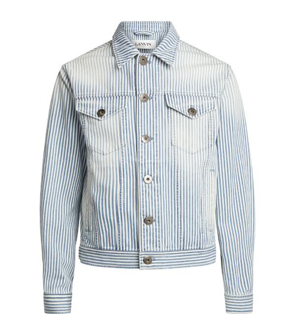 Lanvin White and Blue Striped Denim Jacket