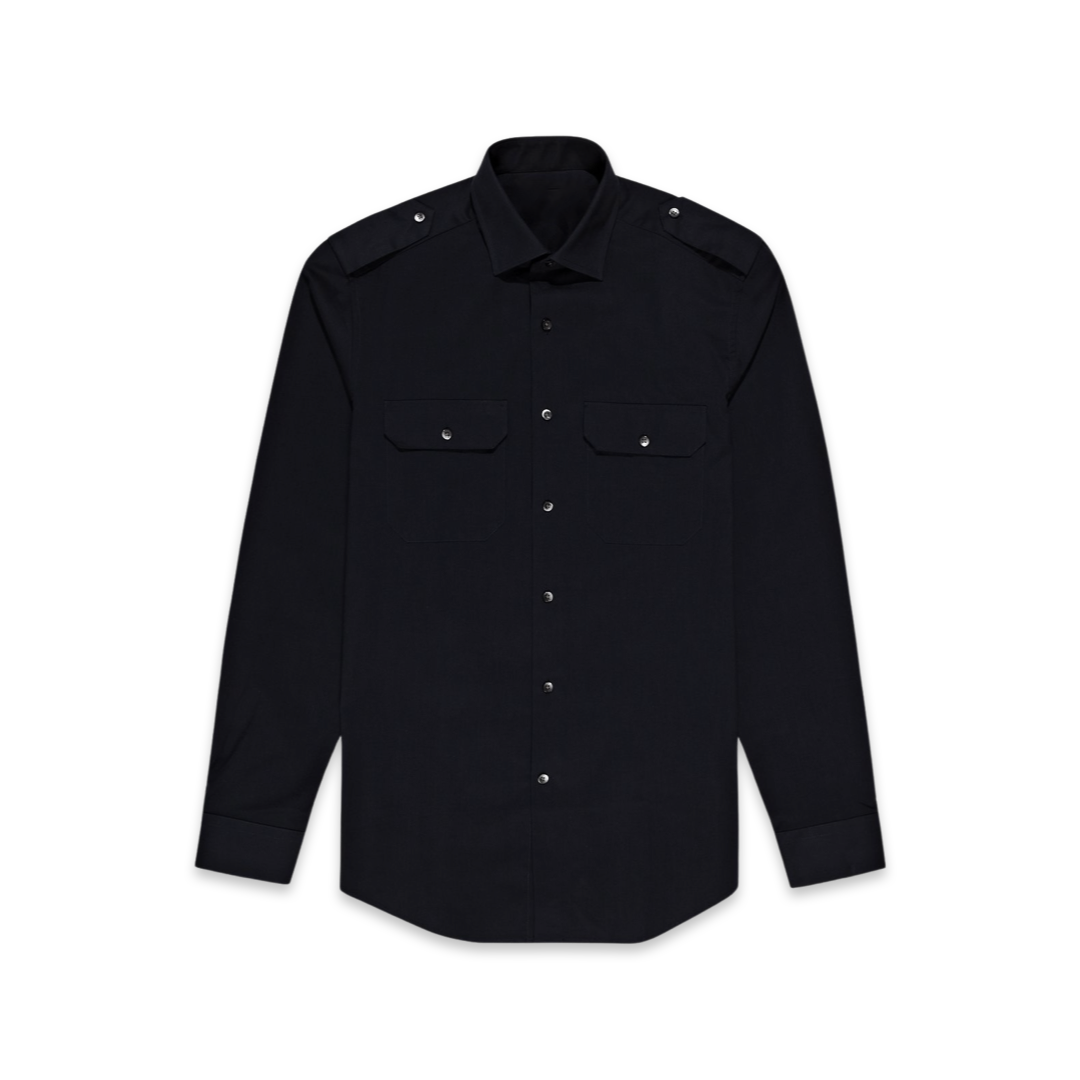 Zegna Mens Safari Shirt Long Sleeve Black