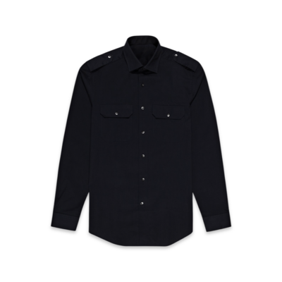 Zegna Mens Safari Shirt Long Sleeve Black