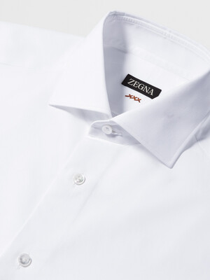 ZEGNA WHITE MICRO COTTON LONG-SLEEVE TAILORING SHIRT WHITE