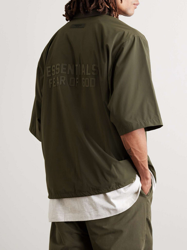 FOG ESSENTIALS Logo-Appliquéd Stretch-Nylon Shirt army Green
