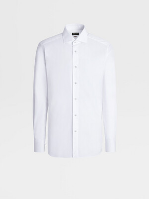 ZEGNA WHITE MICRO COTTON LONG-SLEEVE TAILORING SHIRT WHITE