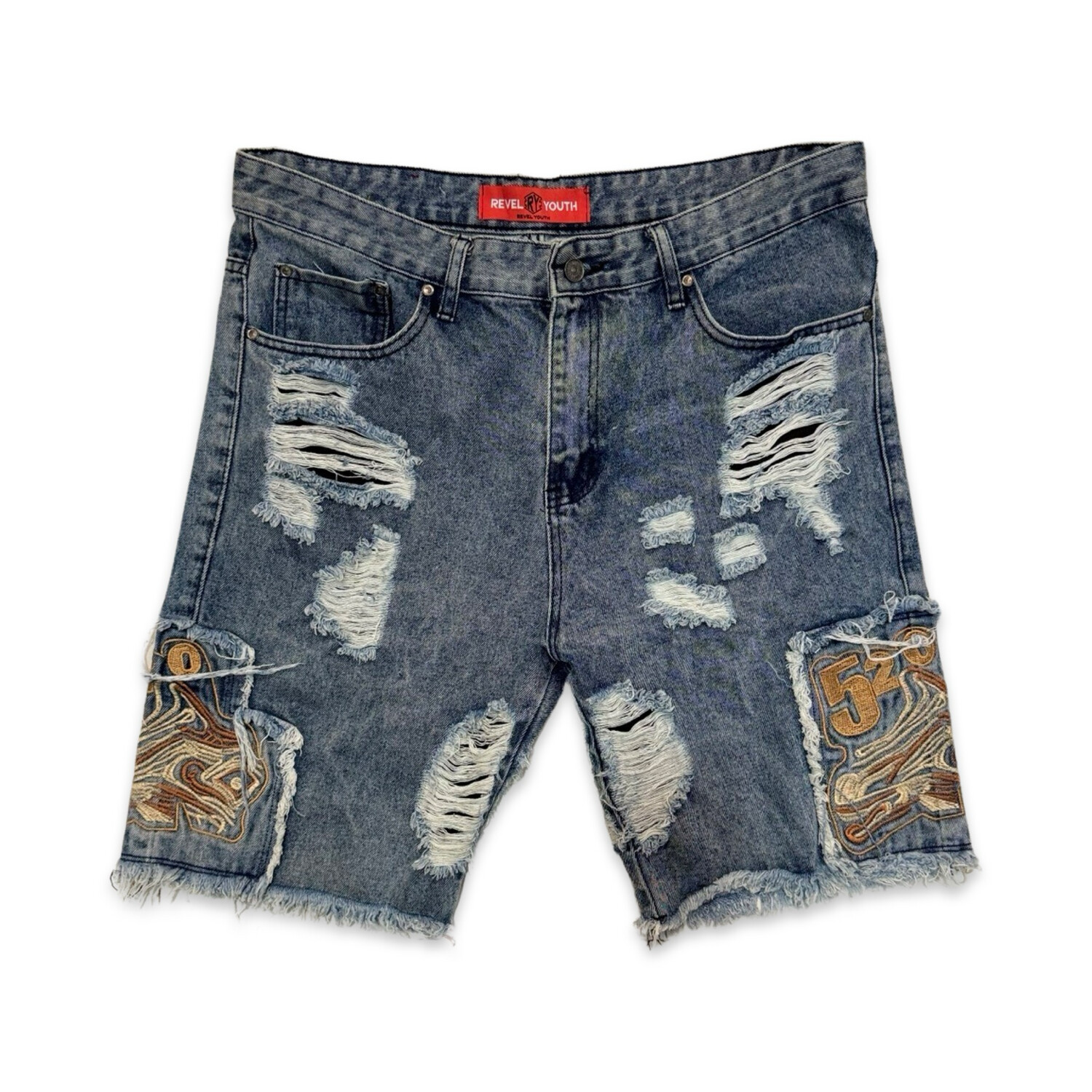 Revel Youth distressed denim short blue