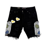 Revel Youth distressed denim short black