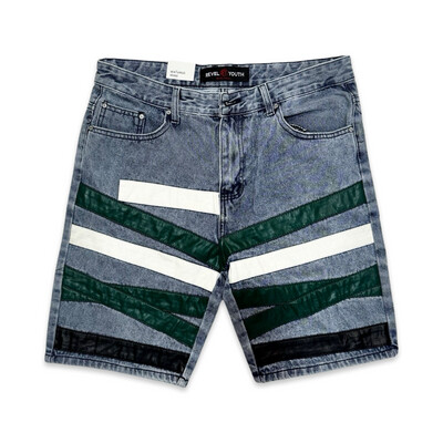 Revel Youth denim with leather short blue