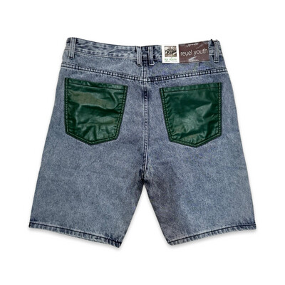 Revel Youth denim with leather short blue