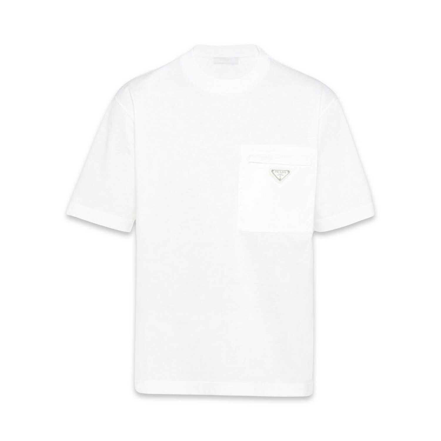 Prada Cotton T-shirt with nylon pocket White