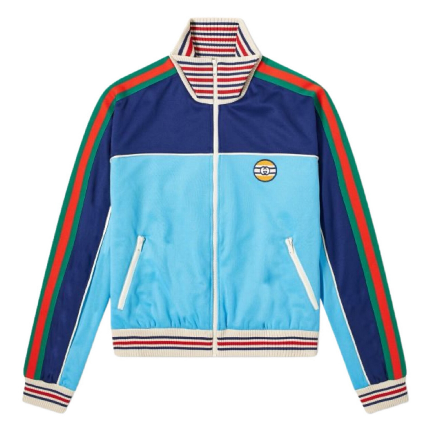 GUCCI GG PATCH TRACK JACKET BLUE