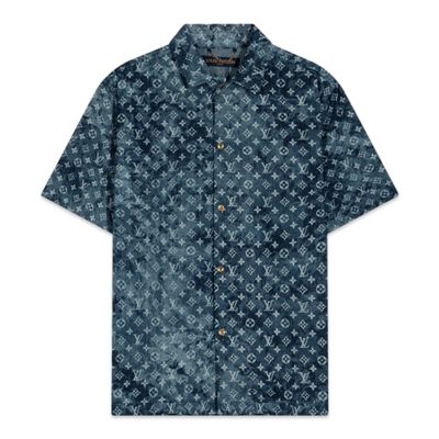 Louis Vuitton Camisa jeans de manga curta com monograma