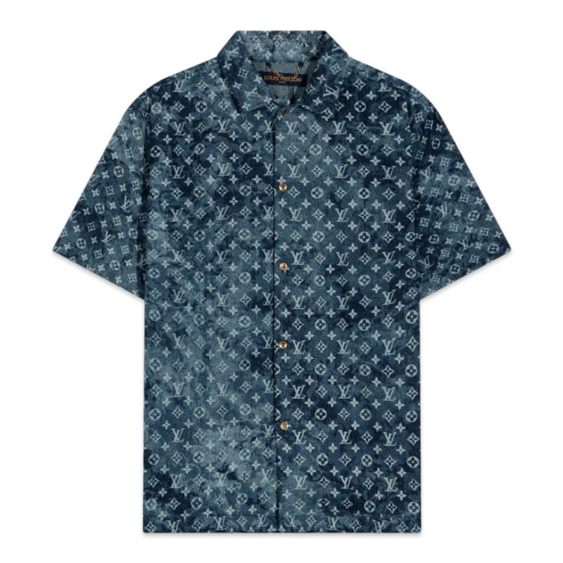 Louis Vuitton Camisa jeans de manga curta com monograma Louis Vuitton Camisa jeans de manga curta com monograma