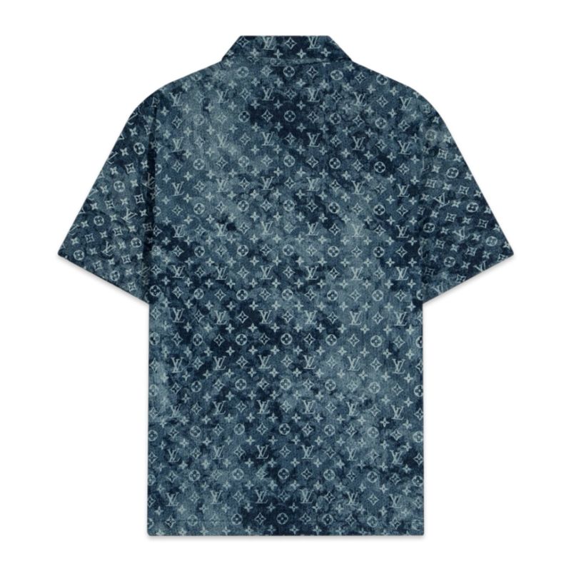 Louis Vuitton Camisa jeans de manga curta com monograma