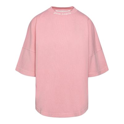 Palm Angels Oversized Pink T-Shirt With Brand Name