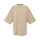 Palm Angels Oversized Beige T-Shirt With Brand Name