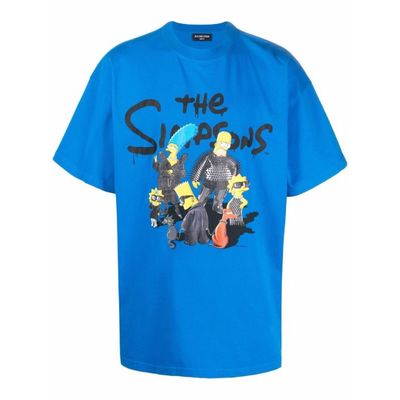 Balenciaga X The Simpsons Print  T-SHIRT BLUE