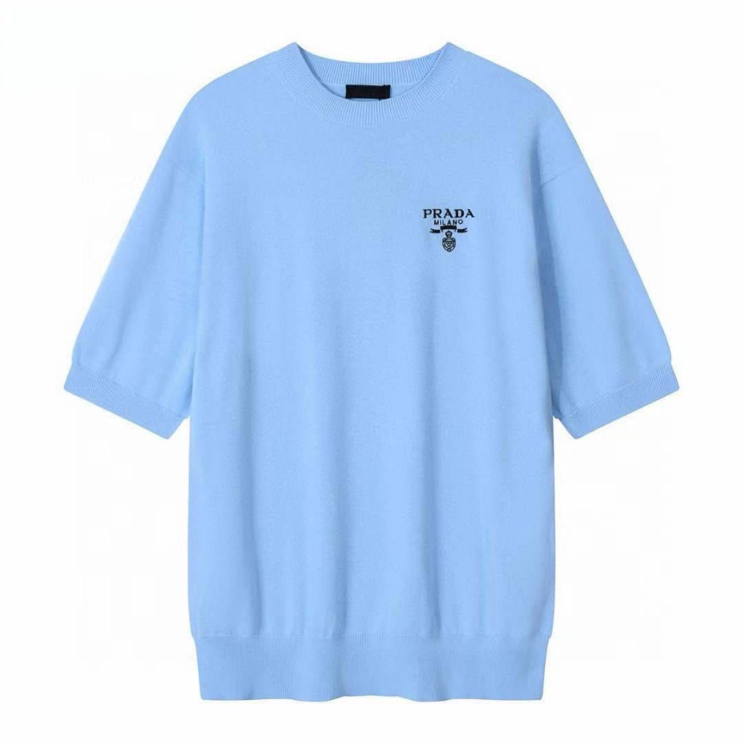 Prada Suéter de caxemira azul com logo preto