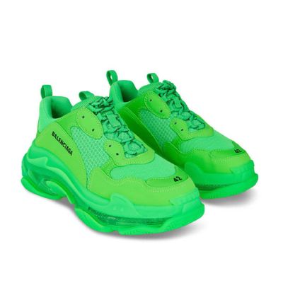 BALENCIAGA TRIPLE S CLEAR SOLE IN NEON GREEN