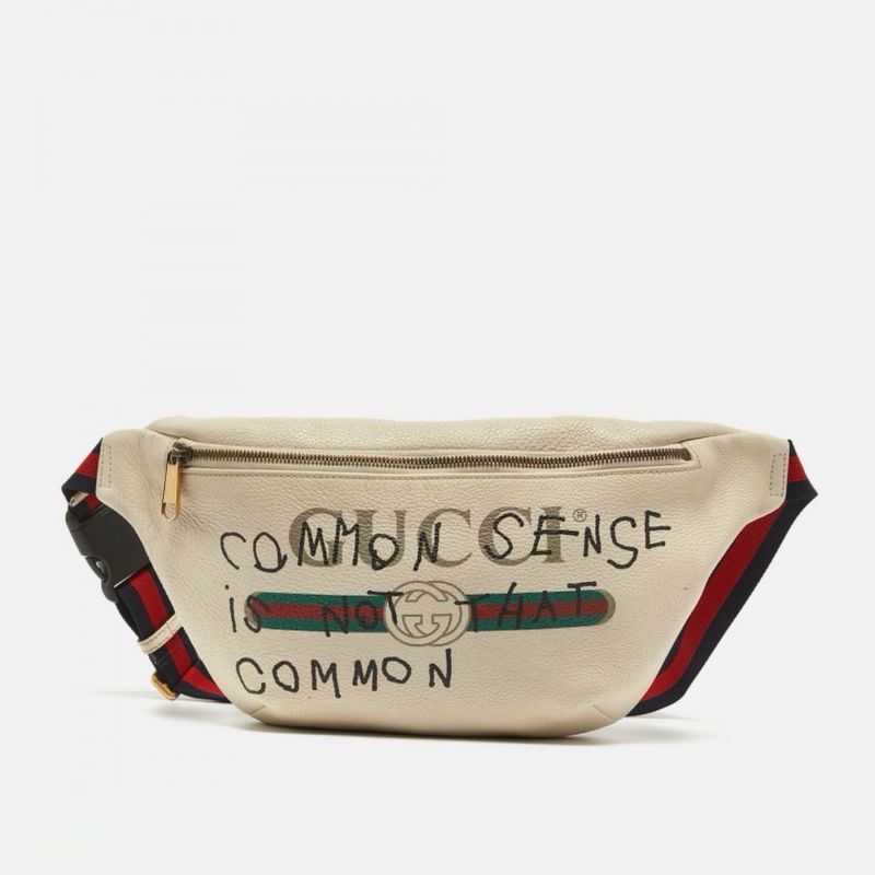 Gucci Off White Leather Logo Web Belt Bag