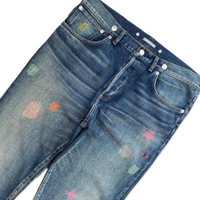 Dior Multicolor repair stitch rag embroidery denim pants