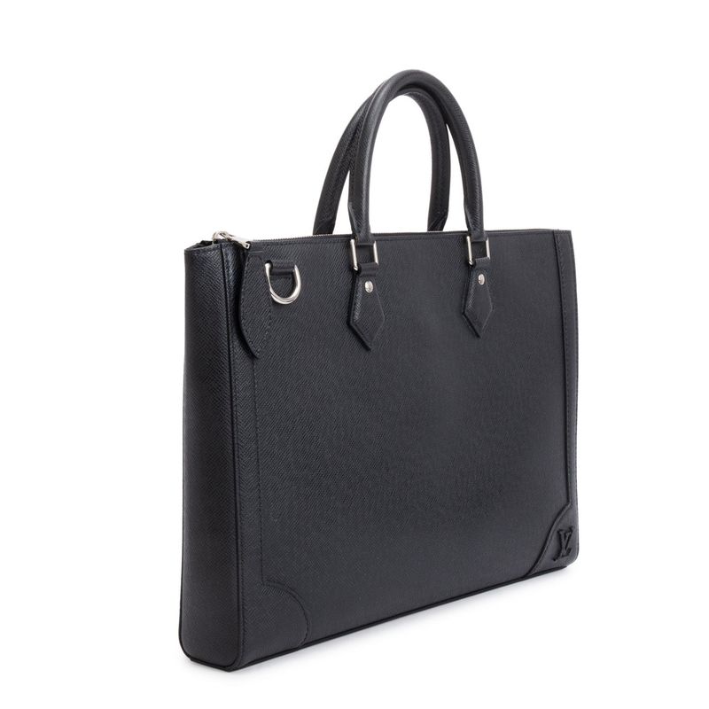 Louis Vuitton Black Taiga Leather Slim Briefcase Bag