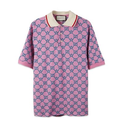 GUCCI GG Logo Bordado Polo T-Shirt pinky 