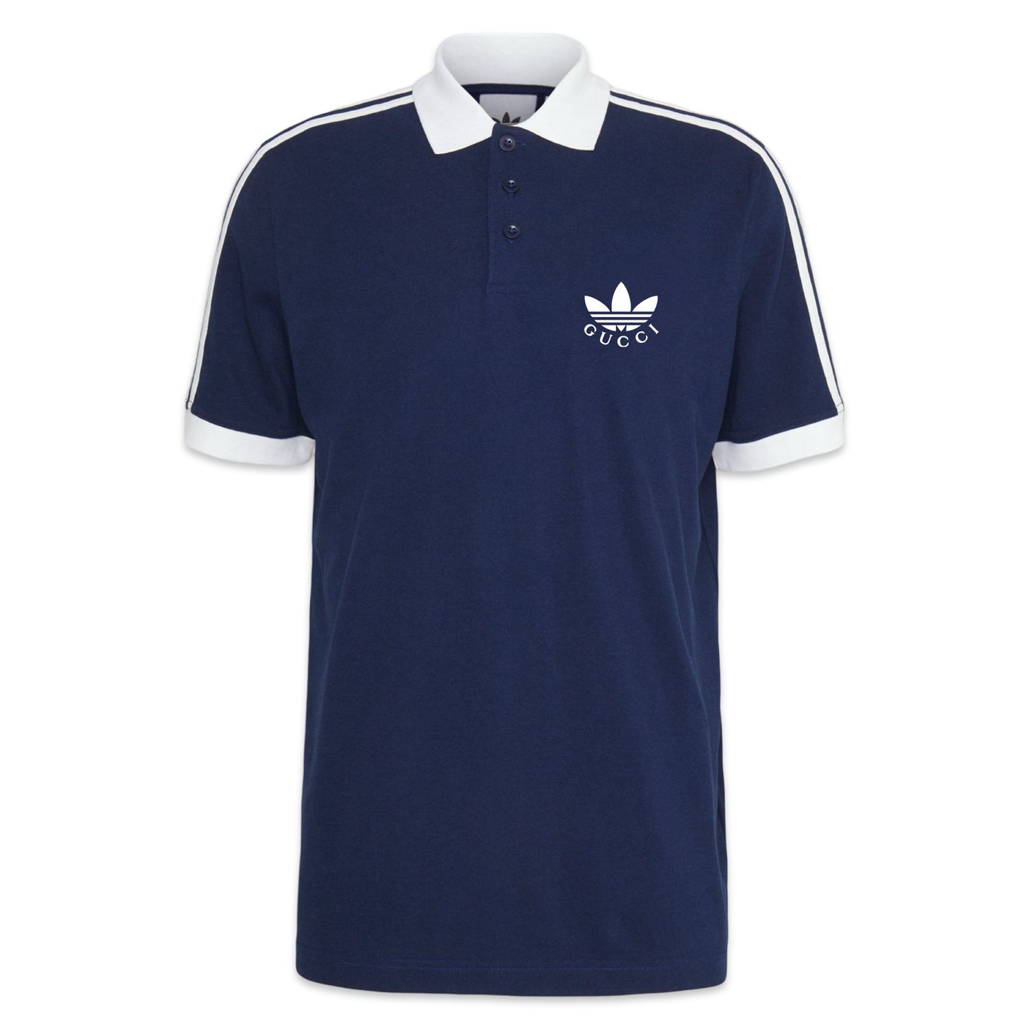 Gucci x Adidas Piquet Polo Shirt Blue