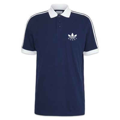 Gucci x Adidas Piquet Polo Shirt Blue