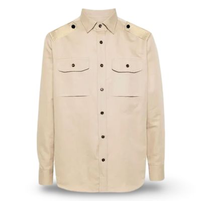 Zegna Mens Safari Shirt Long Sleeve Bege