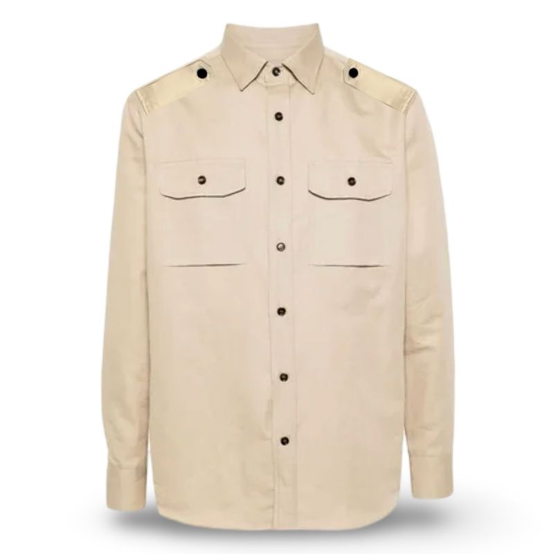 Zegna Mens Safari Shirt Long Sleeve Bege Zegna Mens Safari Shirt Long Sleeve Bege