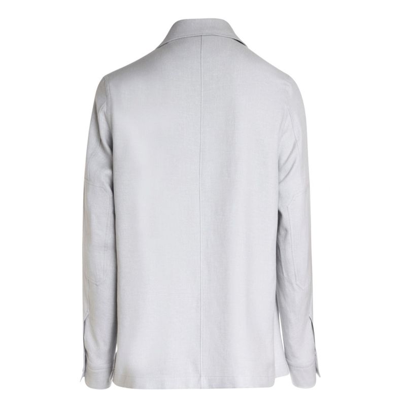 Zegna Mens Safari Shirt Long Sleeve Grey