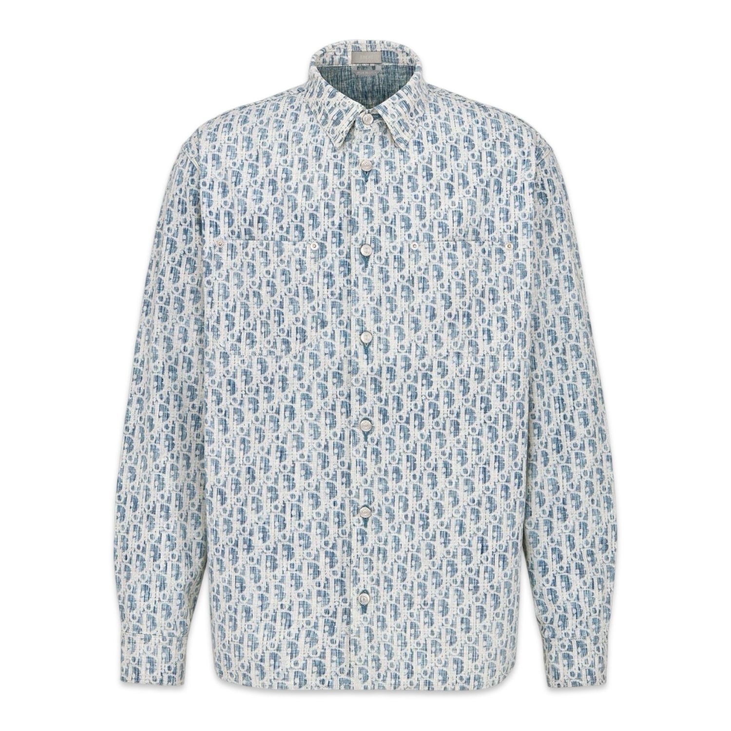 Dior Homme Camisa jeans oblíqua azul com bolso S