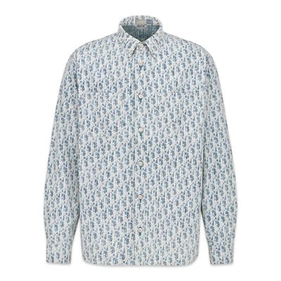 Dior Homme Camisa jeans oblíqua azul com bolso S