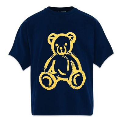PALM ANGELS Printed Bear T-SHIRT NAVY BLUE/YELLOW