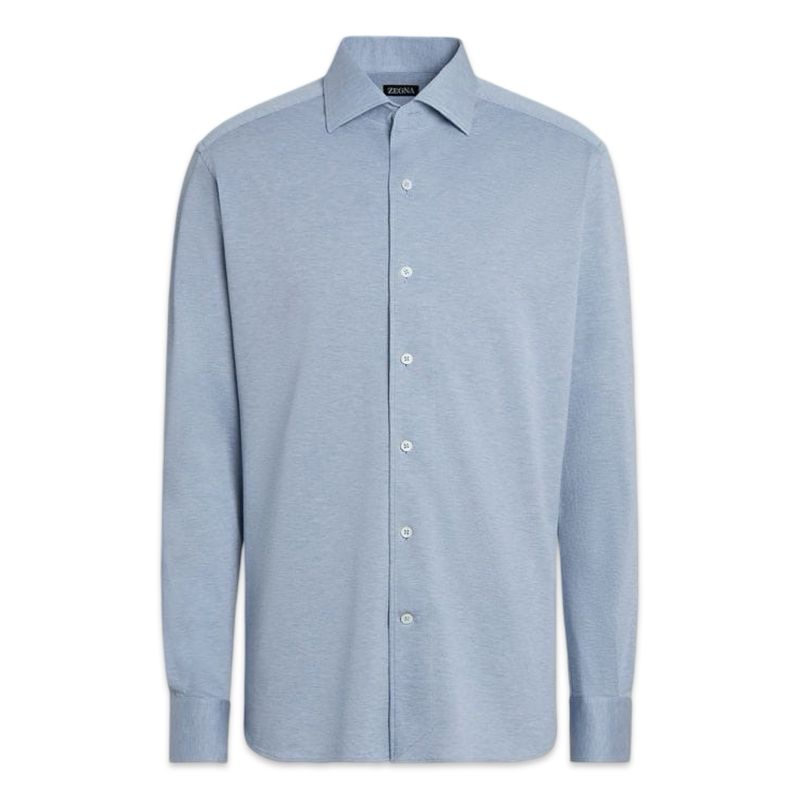 Zegna CAMISA DE MANGA COMPRIDA DE ALGODÃO JERSEY Zegna CAMISA DE MANGA COMPRIDA DE ALGODÃO JERSEY