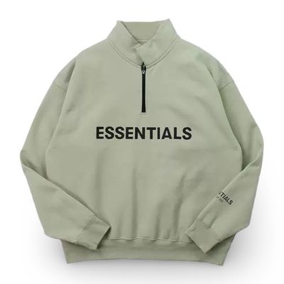 FEAR OF GOD ESSENTIALS Half Zip Pullover Sweater Green
