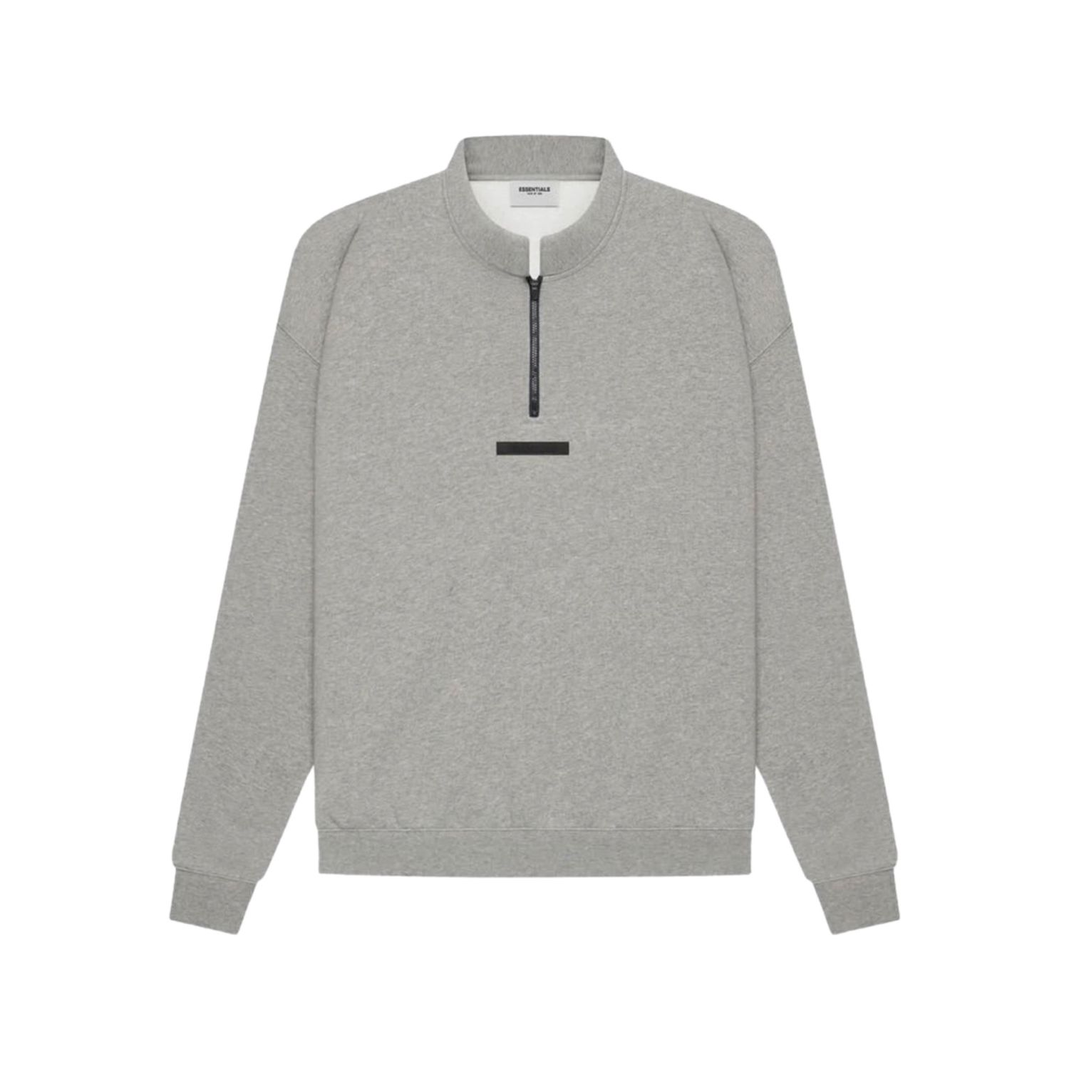 FOG ESSENTIALS Mockneck Half Zip Sweat Dark  Oatmeal