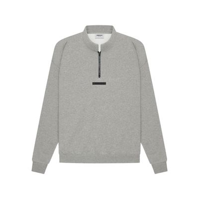 FOG ESSENTIALS Mockneck Half Zip Sweat Dark  Oatmeal