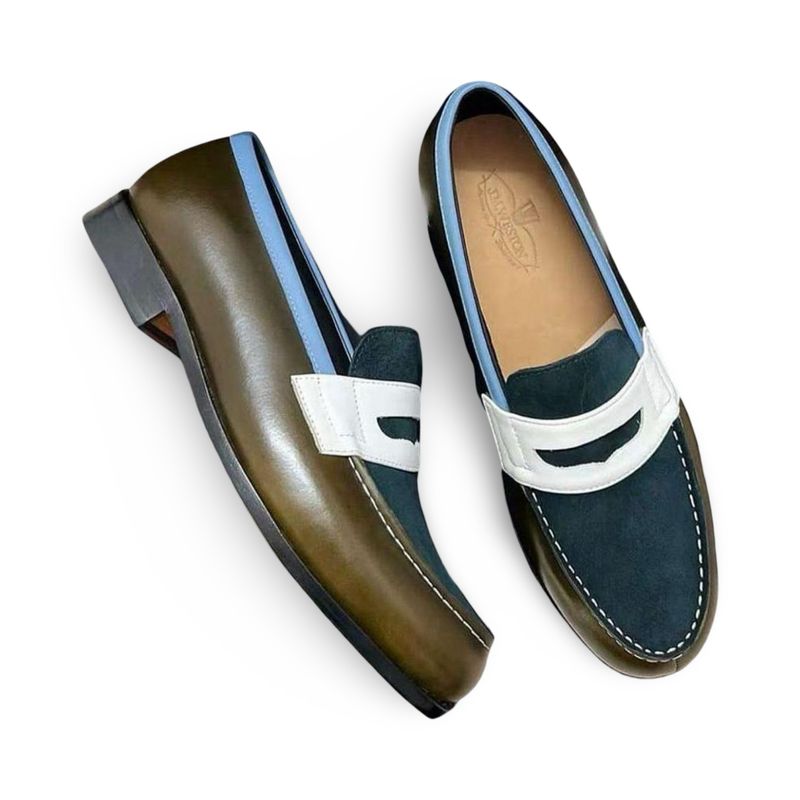 JM Weston 180 Mocassim Green, Blue e White