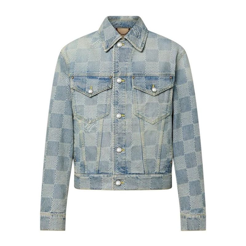 Louis Vuitton casaco Jeans Clássico com Xadrez Damier Louis Vuitton casaco Jeans Clássico com Xadrez Damier