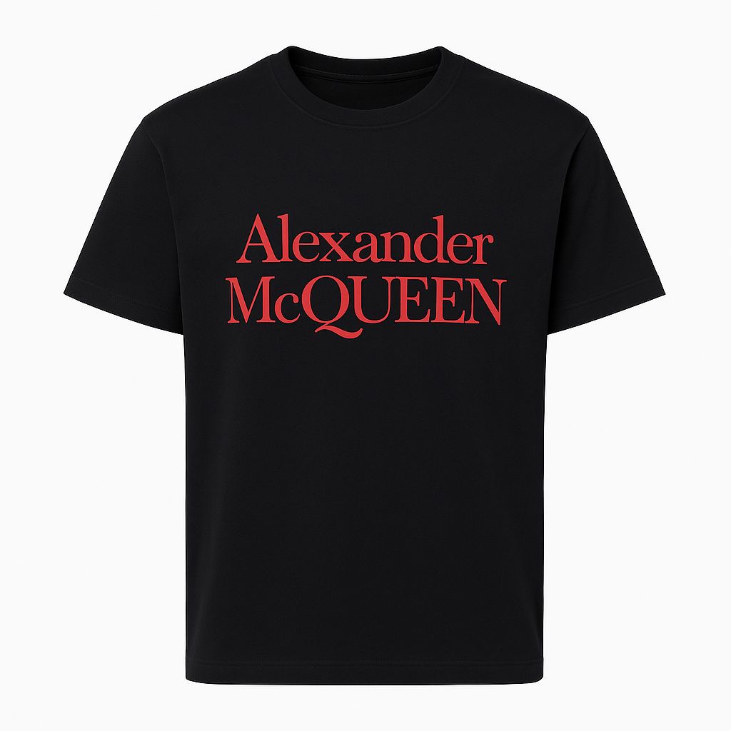 ALEXANDER MCQUEEN Logo Print Black Cotton T-Shirt